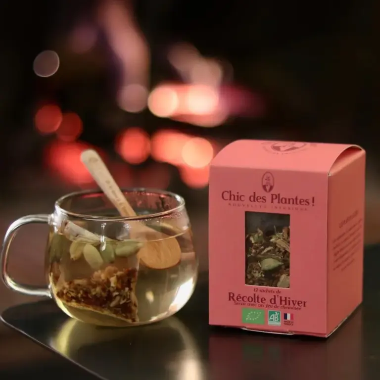 法國 Chic des Plantes 有機花草茶 - RÉCOLTE D’HIVER 冬藏 (無塑包裝) 使用情境。