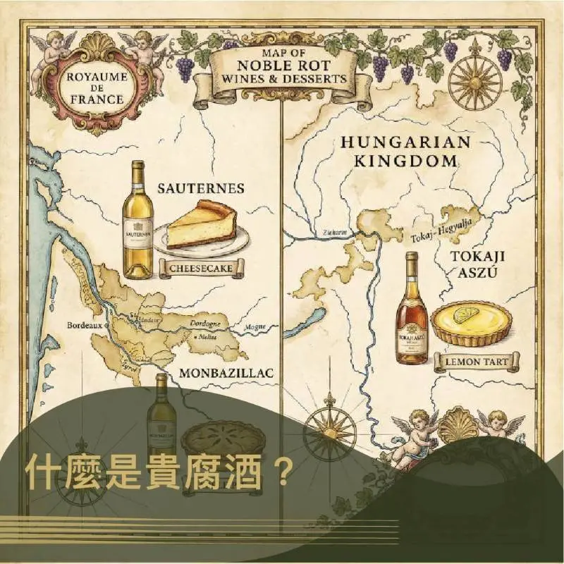 《什麼是貴腐酒? 一次搞懂 Monbazillac、Sauternes 與 Tokaji 的甜點地圖》｜圖克圖克 文章封面。